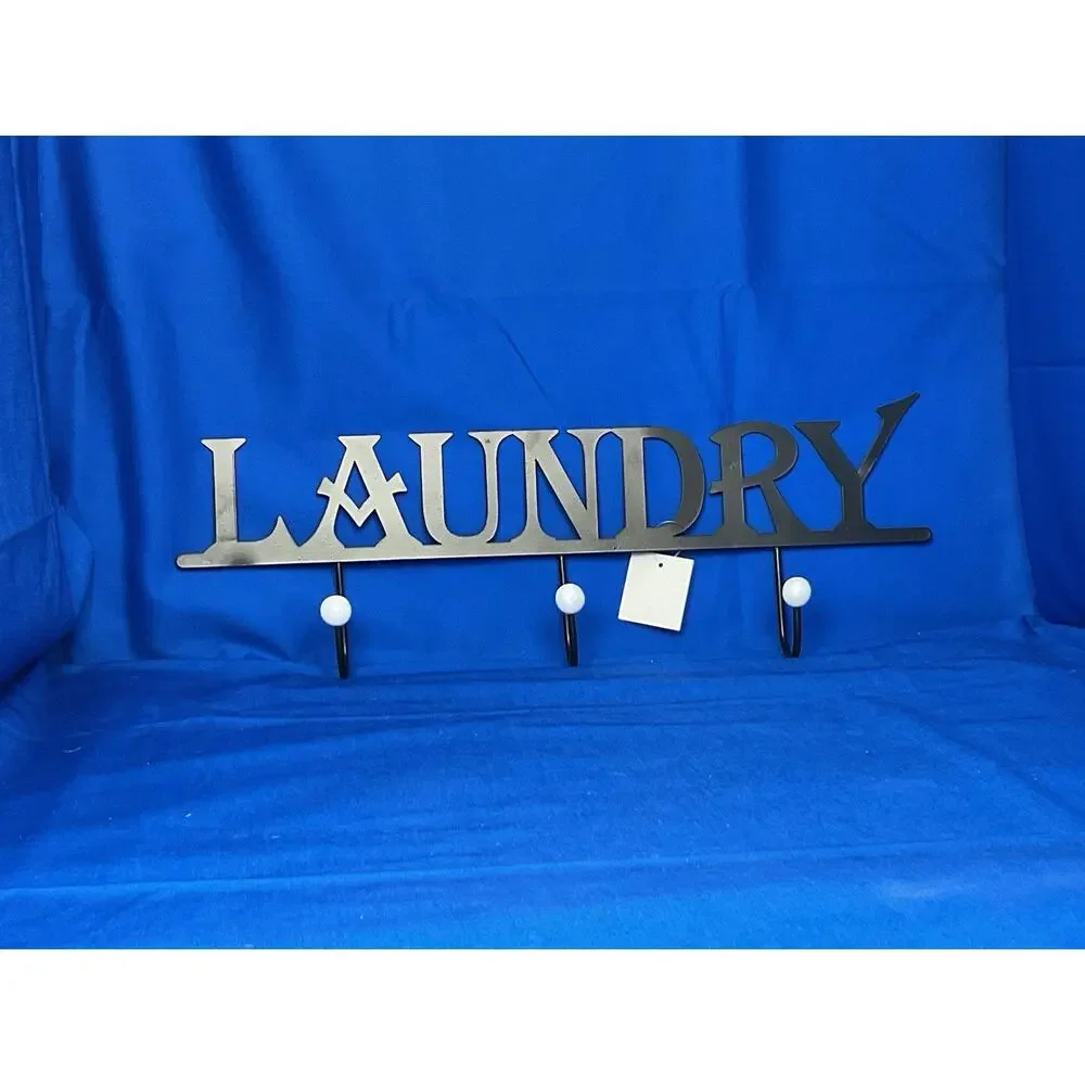 Decorative Laundry Wall Hook - Black Metal with White Ball Accents